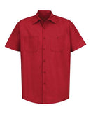 Red Kap Industrial Short Sleeve Work Shirt - Tall Sizes SP24T - Red