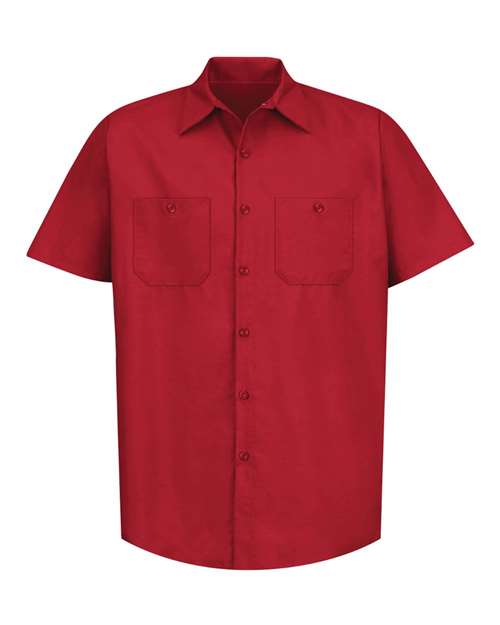 Red Kap Industrial Short Sleeve Work Shirt - Tall Sizes SP24T - Red