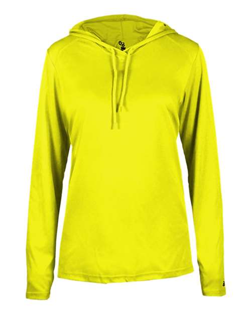 Badger Women's B-Core Long Sleeve Hooded T-Shirt 4165 - Safety Yellow