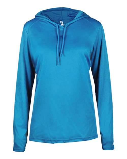 Badger Women's B-Core Long Sleeve Hooded T-Shirt 4165 - Electric Blue