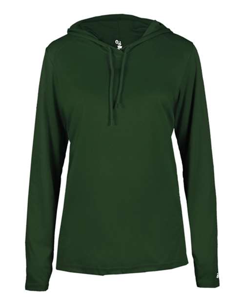 Badger Women's B-Core Long Sleeve Hooded T-Shirt 4165 - Forest