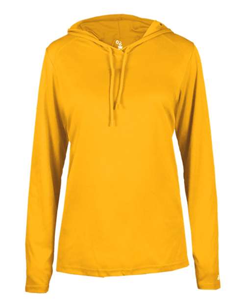 Badger Women's B-Core Long Sleeve Hooded T-Shirt 4165 - Gold