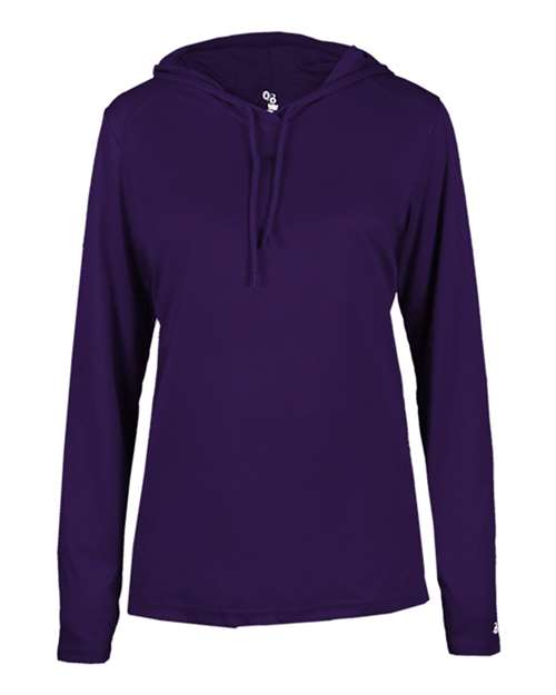 Badger Women's B-Core Long Sleeve Hooded T-Shirt 4165 - Purple