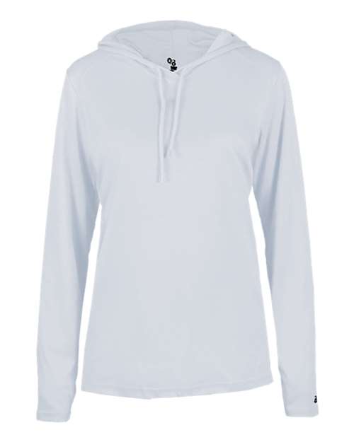 Badger Women's B-Core Long Sleeve Hooded T-Shirt 4165 - Silver