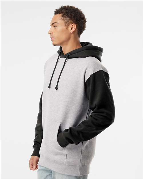 Independent Trading Co. Heavyweight Hooded Sweatshirt IND4000 - Grey Heather/ Black