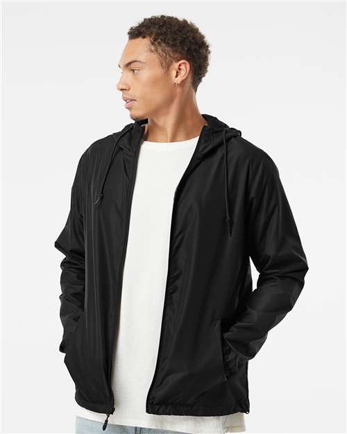 Independent Trading Co. Lightweight Windbreaker Full-Zip Jacket EXP54LWZ - Black