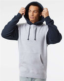 Independent Trading Co. Heavyweight Hooded Sweatshirt IND4000 - Grey Heather/ Slate Blue