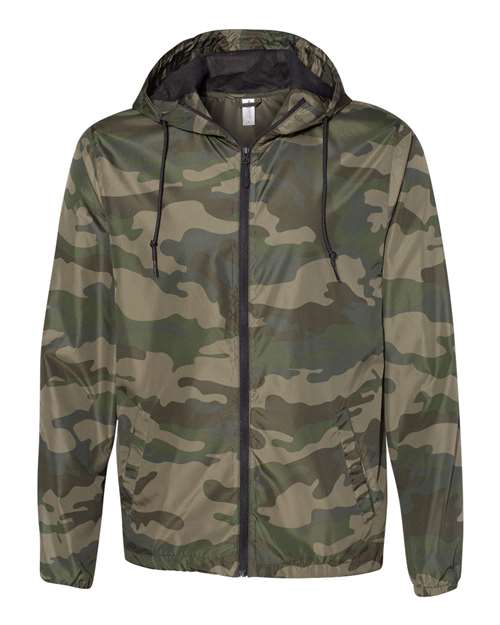 Independent Trading Co. Lightweight Windbreaker Full-Zip Jacket EXP54LWZ - Forest Camo