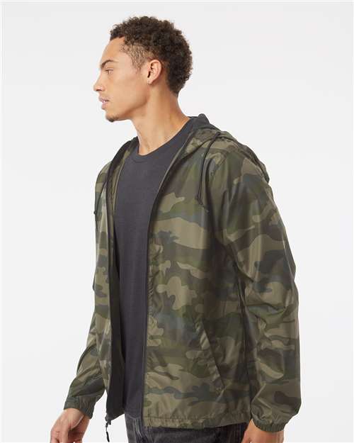 Independent Trading Co. Lightweight Windbreaker Full-Zip Jacket EXP54LWZ - Forest Camo