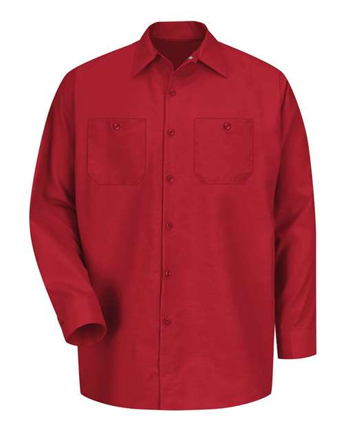 Red Kap Industrial Long Sleeve Work Shirt - Tall Sizes SP14T - Red
