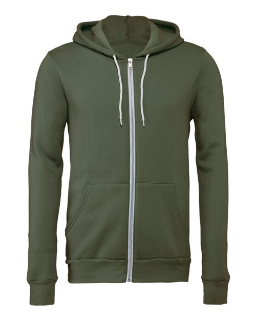 BELLA + CANVAS Sponge Fleece Full-Zip Hoodie 3739 - Military Green