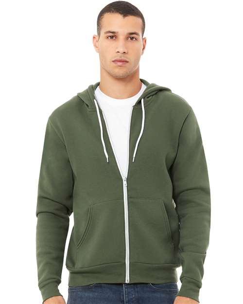 BELLA + CANVAS Sponge Fleece Full-Zip Hoodie 3739 - Military Green