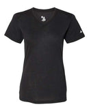 Badger Women’s Triblend Performance V-Neck Short Sleeve T-Shirt 4962 - Black