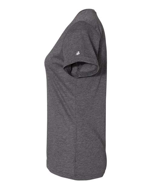 Badger Women’s Triblend Performance V-Neck Short Sleeve T-Shirt 4962 - Black Heather