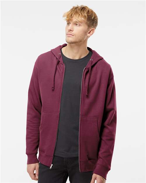 Independent Trading Co. Midweight Full-Zip Hooded Sweatshirt SS4500Z - Maroon