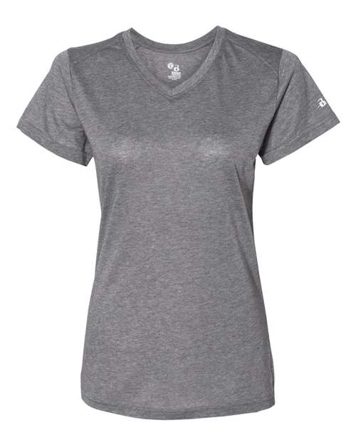 Badger Women’s Triblend Performance V-Neck Short Sleeve T-Shirt 4962 - Graphite Heather