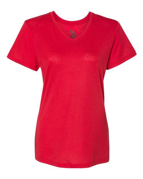 Badger Women’s Triblend Performance V-Neck Short Sleeve T-Shirt 4962 - Red