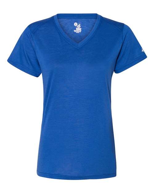 Badger Women’s Triblend Performance V-Neck Short Sleeve T-Shirt 4962 - Royal