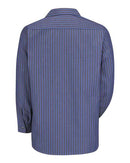 Red Kap Industrial Long Sleeve Work Shirt - Tall Sizes SP14T - Grey/ Blue Stripe