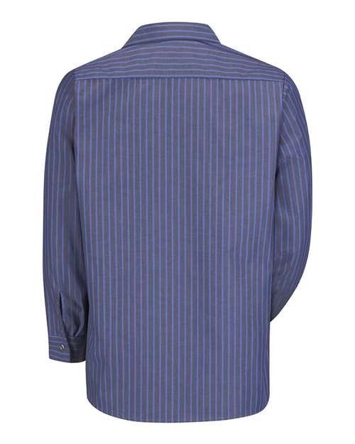 Red Kap Industrial Long Sleeve Work Shirt - Tall Sizes SP14T - Grey/ Blue Stripe