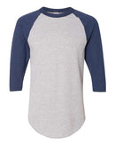 Augusta Sportswear Three-Quarter Raglan Sleeve Baseball Jersey 4420 - Athletic Heather/ Navy