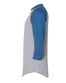 Augusta Sportswear Three-Quarter Raglan Sleeve Baseball Jersey 4420 - Athletic Heather/ Royal
