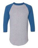 Augusta Sportswear Three-Quarter Raglan Sleeve Baseball Jersey 4420 - Athletic Heather/ Royal