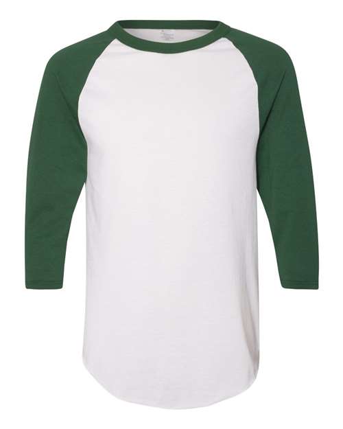 Augusta Sportswear Three-Quarter Raglan Sleeve Baseball Jersey 4420 - White/ Dark Green