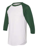 Augusta Sportswear Three-Quarter Raglan Sleeve Baseball Jersey 4420 - White/ Dark Green