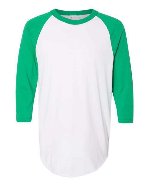Augusta Sportswear Three-Quarter Raglan Sleeve Baseball Jersey 4420 - White/ Kelly