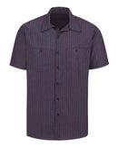 Red Kap Industrial Short Sleeve Work Shirt - Tall Sizes SP24T - Navy/ Red Stripe
