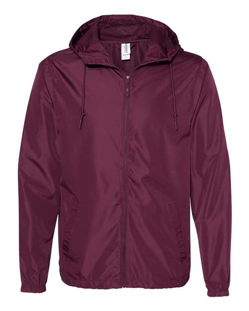 Independent Trading Co. Lightweight Windbreaker Full-Zip Jacket EXP54LWZ - Maroon