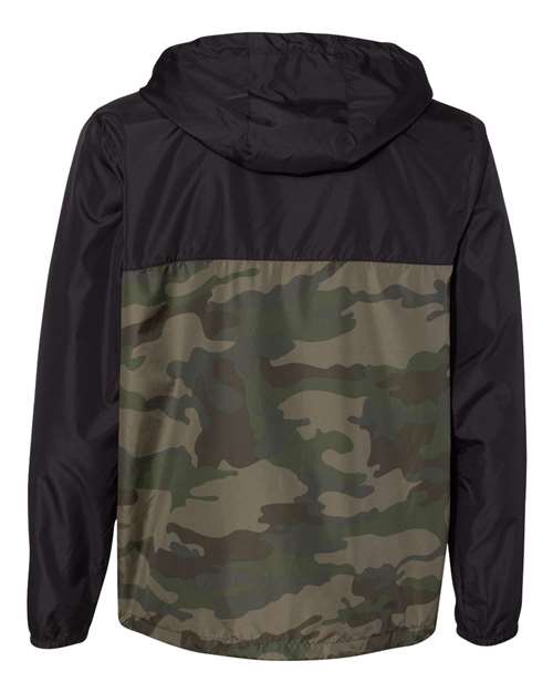 Independent Trading Co. Lightweight Windbreaker Full-Zip Jacket EXP54LWZ - Black/ Forest Camo
