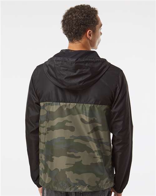 Independent Trading Co. Lightweight Windbreaker Full-Zip Jacket EXP54LWZ - Black/ Forest Camo