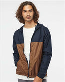 Independent Trading Co. Lightweight Windbreaker Full-Zip Jacket EXP54LWZ - Classic Navy/ Saddle