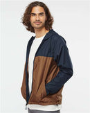 Independent Trading Co. Lightweight Windbreaker Full-Zip Jacket EXP54LWZ - Classic Navy/ Saddle
