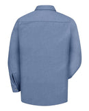 Red Kap Industrial Long Sleeve Work Shirt - Tall Sizes SP14T - Denim Blue Microcheck