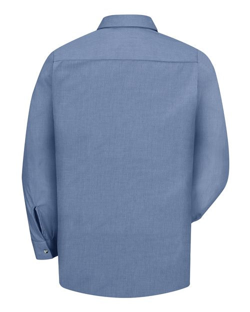 Red Kap Industrial Long Sleeve Work Shirt - Tall Sizes SP14T - Denim Blue Microcheck