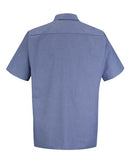Red Kap Industrial Short Sleeve Work Shirt SP24 - Denim Blue Microcheck