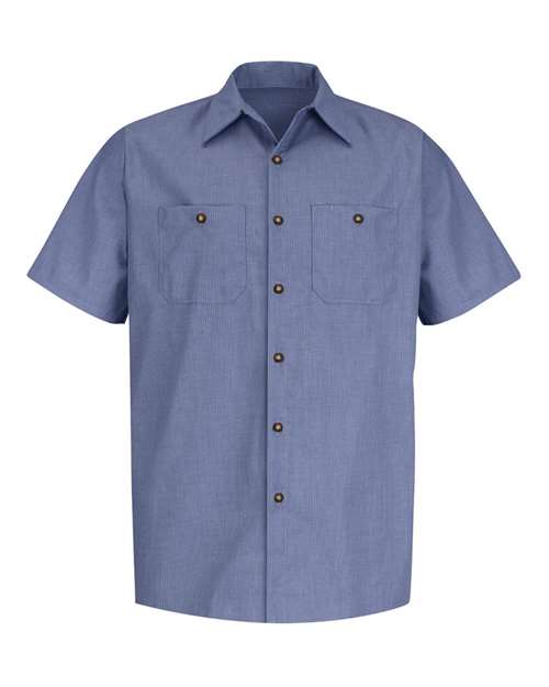 Red Kap Industrial Short Sleeve Work Shirt SP24 - Denim Blue Microcheck