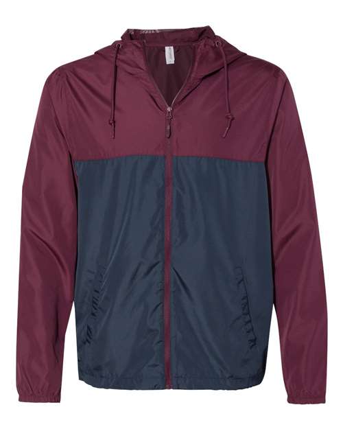 Independent Trading Co. Lightweight Windbreaker Full-Zip Jacket EXP54LWZ - Maroon/ Classic Navy