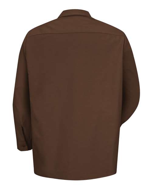 Red Kap Industrial Long Sleeve Work Shirt - Tall Sizes SP14T - Chocolate Brown