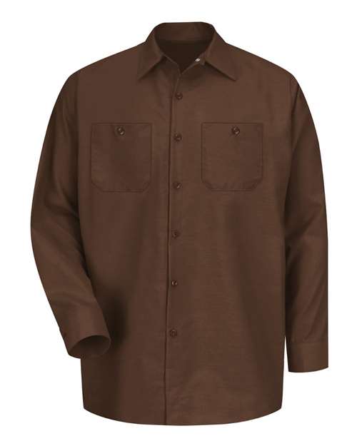 Red Kap Industrial Long Sleeve Work Shirt - Tall Sizes SP14T - Chocolate Brown