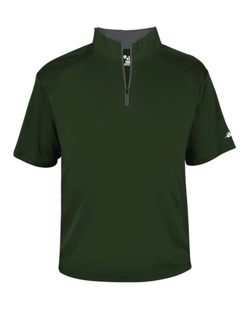 Badger B-Core Short Sleeve Quarter-Zip 4199 - Forest/ Graphite