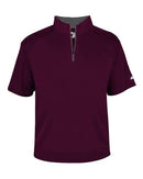 Badger B-Core Short Sleeve Quarter-Zip 4199 - Maroon/ Graphite