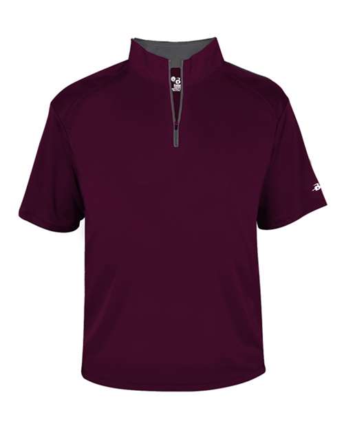 Badger B-Core Short Sleeve Quarter-Zip 4199 - Maroon/ Graphite