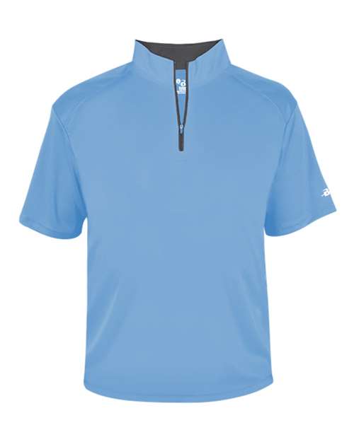 Badger B-Core Short Sleeve Quarter-Zip 4199 - Columbia Blue/ Graphite