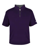 Badger B-Core Short Sleeve Quarter-Zip 4199 - Purple/ Graphite
