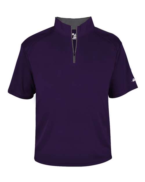 Badger B-Core Short Sleeve Quarter-Zip 4199 - Purple/ Graphite