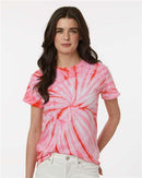 Dyenomite Cyclone Pinwheel Tie-Dyed T-Shirt 200CY - Coral
